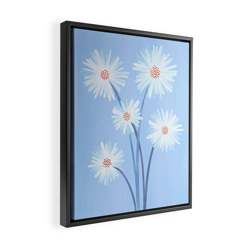 Winter Floral Still Life in Ice Blue Framed Canvas Print Gallery Image 2