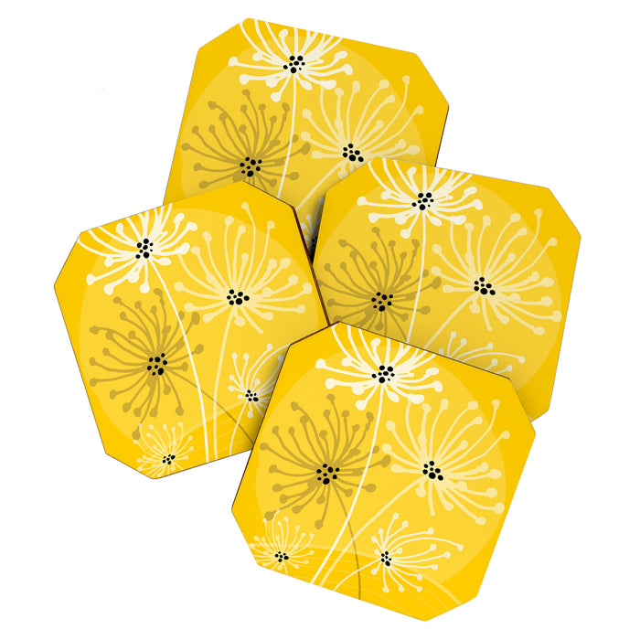 Yellow Queen Anne's Lace Illustration Coaster Gallery Image 1