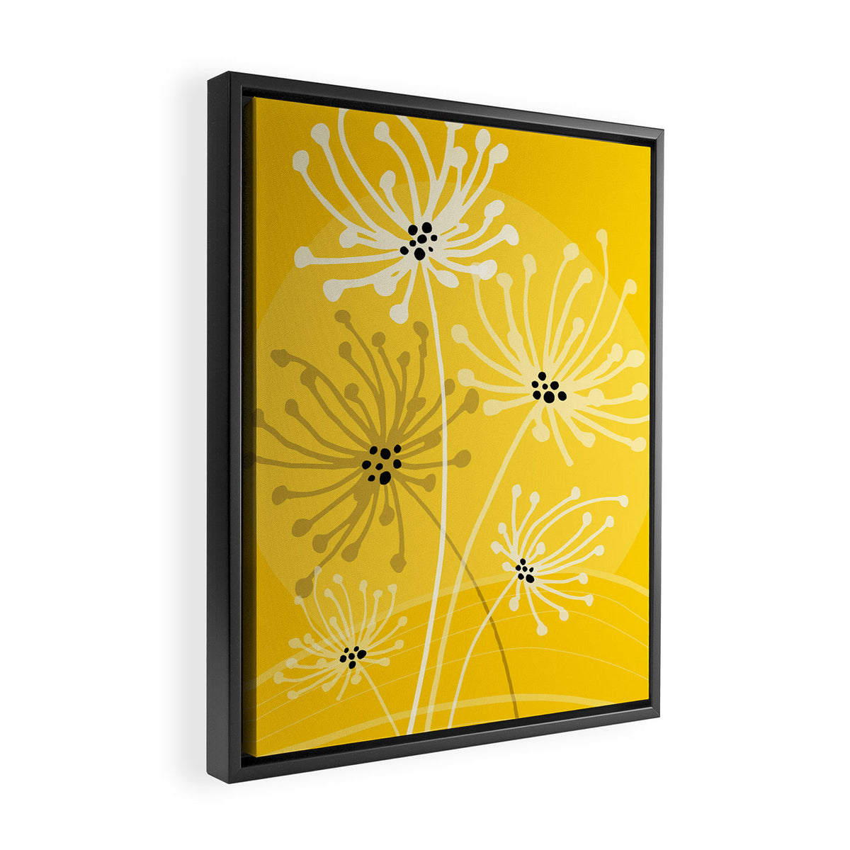 Yellow Queen Anne's Lace Illustration Framed Canvas Print Gallery Image 2