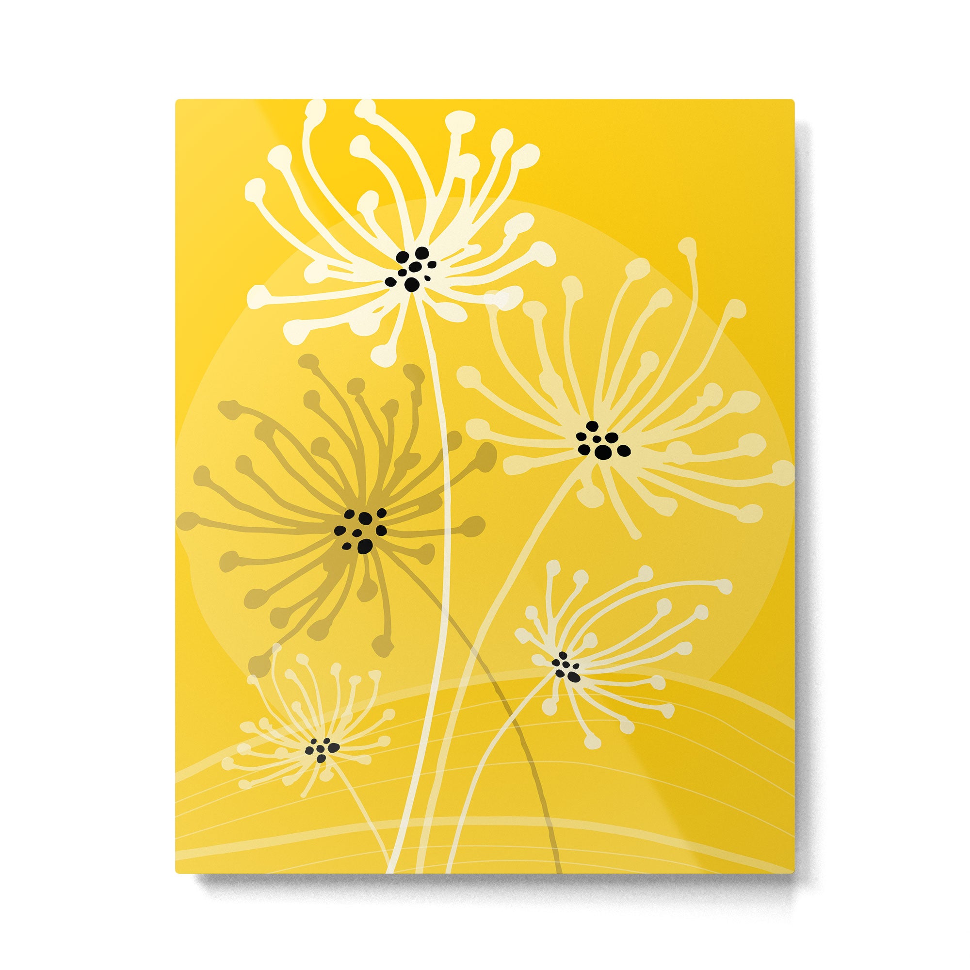 Yellow Queen Anne's Lace Illustration Metal Print Gallery Image 6
