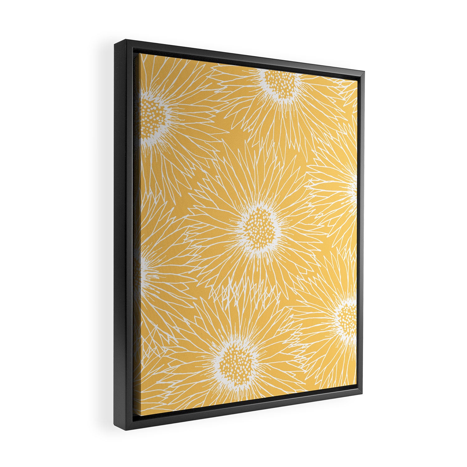 Yellow Sunflowers Line Art Framed Canvas Print Gallery Image 2