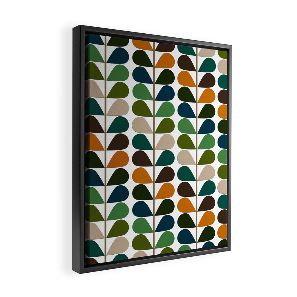 Mid Century Modern Fern Pattern Framed Canvas Print Gallery Image 2