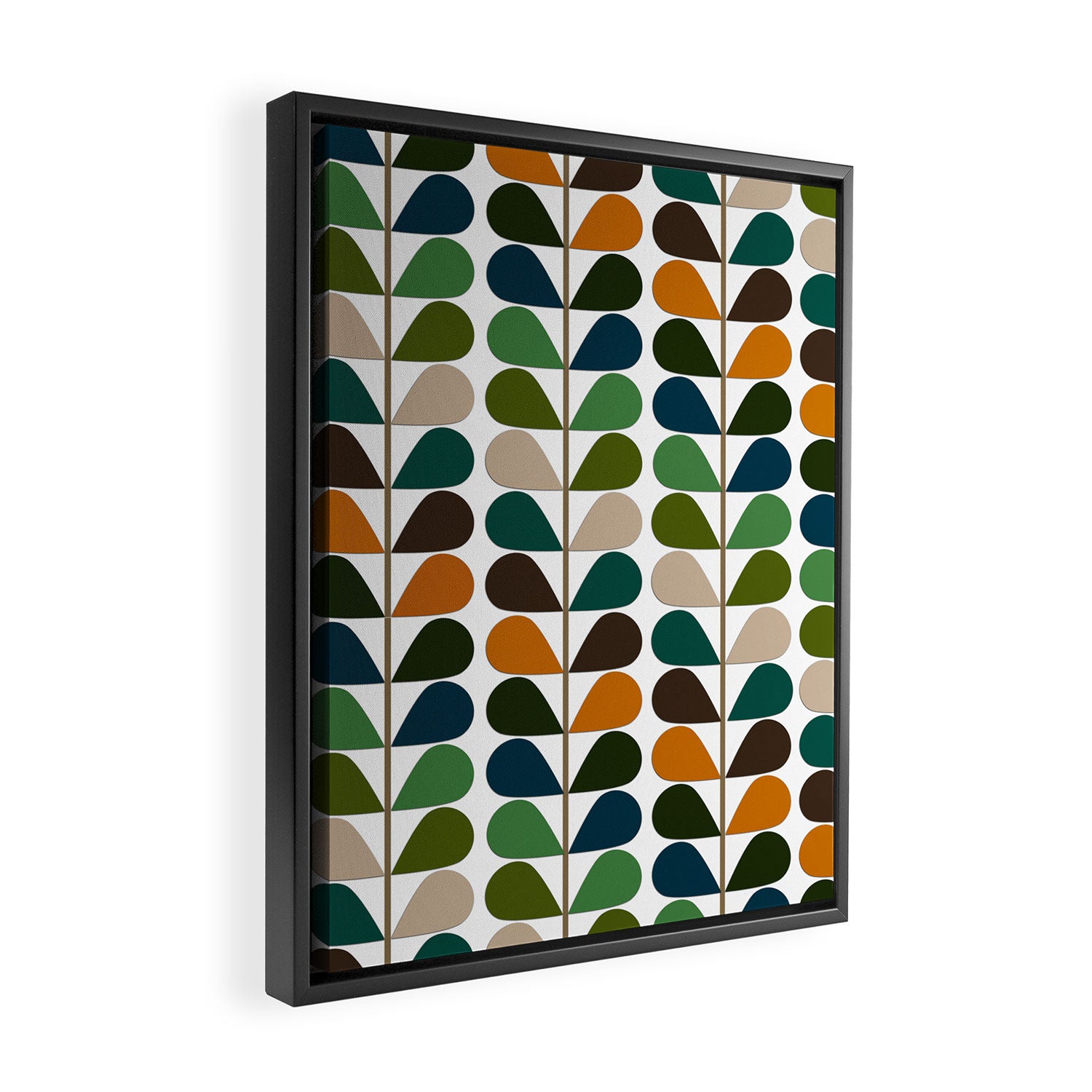 Mid Century Modern Fern Pattern Framed Canvas Print Gallery Image 2