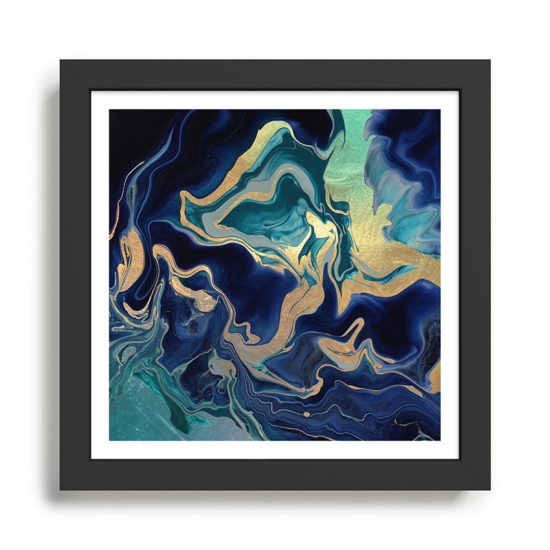 DRAMAQUEEN - GOLD INDIGO MARBLE Framed Art Print Gallery Image 1