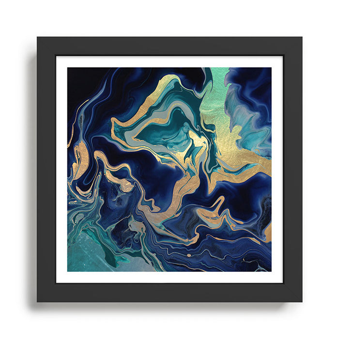 DRAMAQUEEN - GOLD INDIGO MARBLE Framed Art Print Gallery Image 1