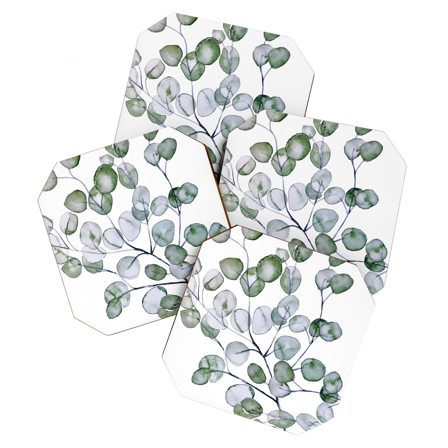 Eucalyptus Green Watercolor Coaster Gallery Image 1