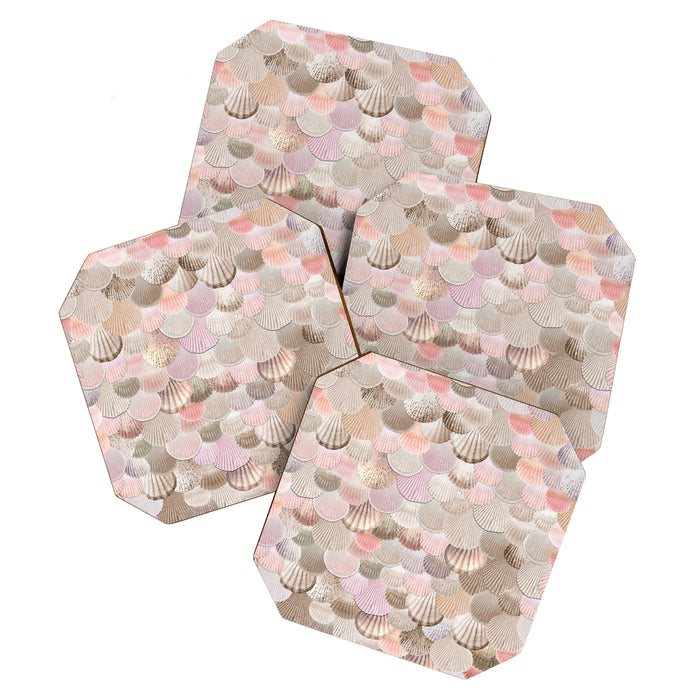 MERMAID SHELLS - CORAL ROSEGOLD Coaster Gallery Image 1