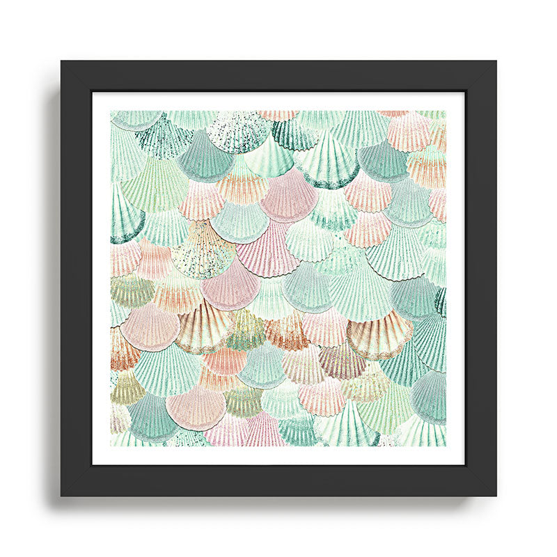 MERMAID SHELLS - MINT & ROSEGOLD Framed Art Print Gallery Image 1