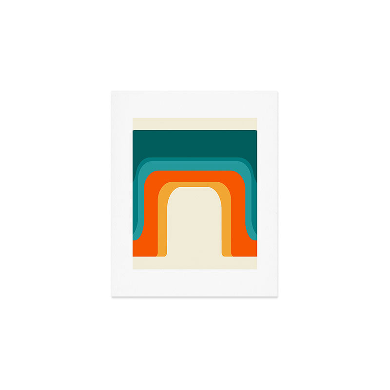 Mid-Century Modern Rainbow Teal Yellow Orange Art Print Gallery Image 1