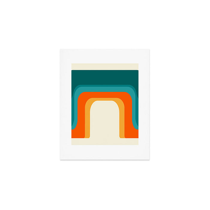 Mid-Century Modern Rainbow Teal Yellow Orange Art Print Gallery Image 1