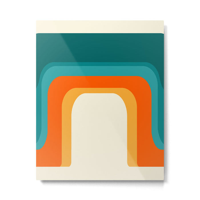 Mid-Century Modern Rainbow Teal Yellow Orange Metal Print Gallery Image 1