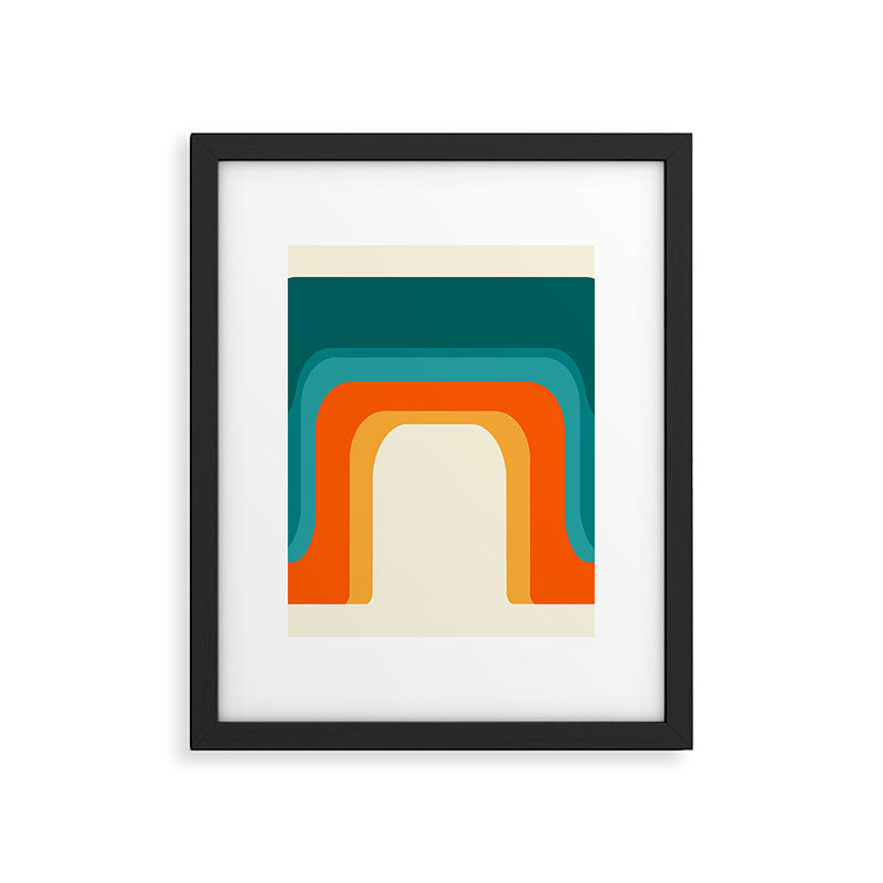 Mid-Century Modern Rainbow Teal Yellow Orange Framed Art Print Gallery Image 6