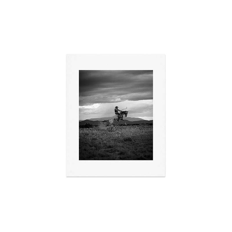 Black and White Cowboy Being Bucked Off Art Print Gallery Image 1