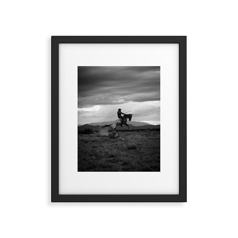 Black and White Cowboy Being Bucked Off Framed Art Print Gallery Image 5