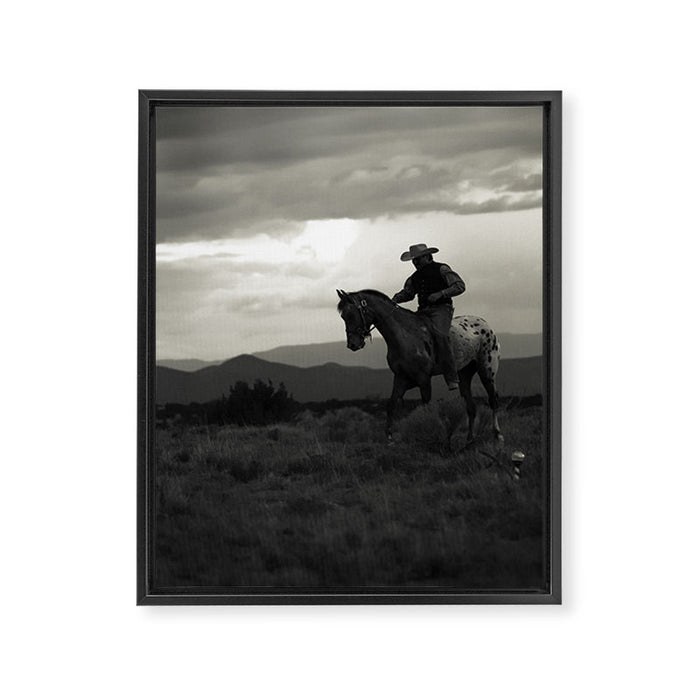 Santa Fe Cowboy on Horse Framed Canvas Print Gallery Image 1