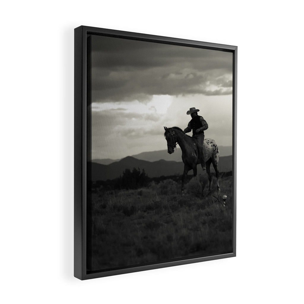 Santa Fe Cowboy on Horse Framed Canvas Print Gallery Image 2