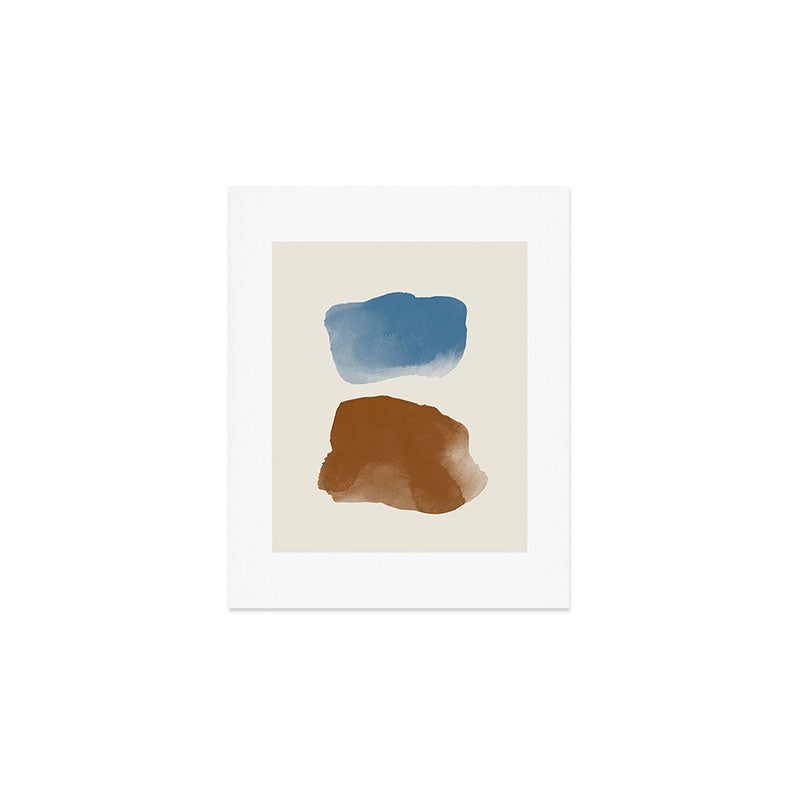 Abstract Ink Blue Brown Art Print Gallery Image 1