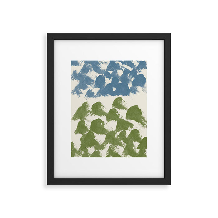 Abstract Landscape Ink Painting - Blue Green Framed Art Print Gallery Image 1