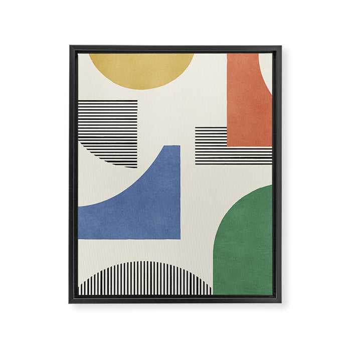 Abstract Lines Composition - 3 Colors Framed Canvas Print Gallery Image 1