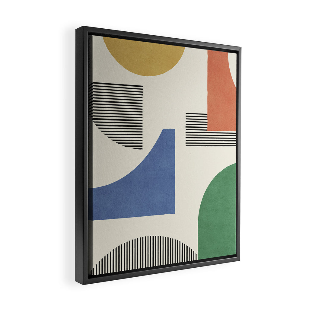 Abstract Lines Composition - 3 Colors Framed Canvas Print Gallery Image 2