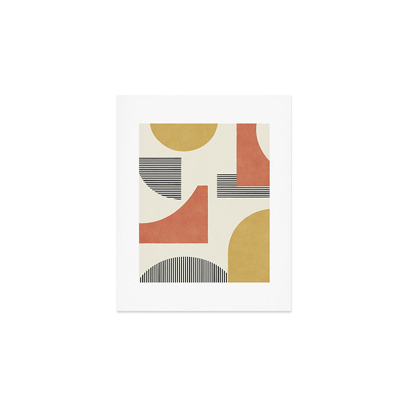 Abstract Lines Composition - Gold Orange Brown Art Print Gallery Image 1