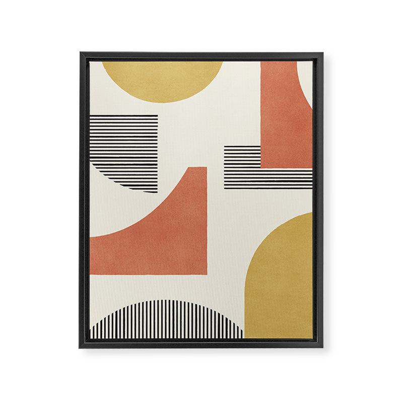 Abstract Lines Composition - Gold Orange Brown Framed Canvas Print Gallery Image 6