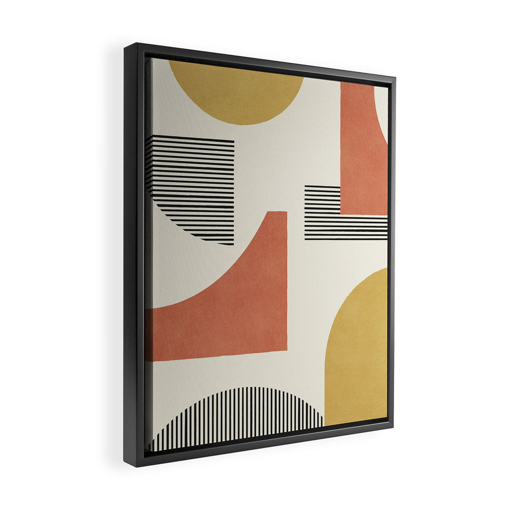 Abstract Lines Composition - Gold Orange Brown Framed Canvas Print Gallery Image 2