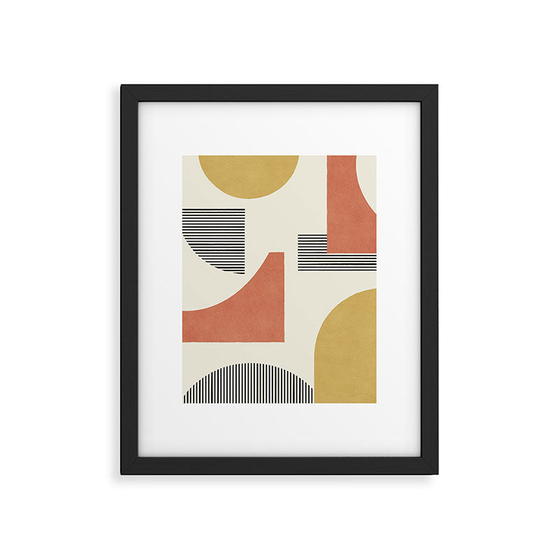 Abstract Lines Composition - Gold Orange Brown Framed Art Print Gallery Image 5
