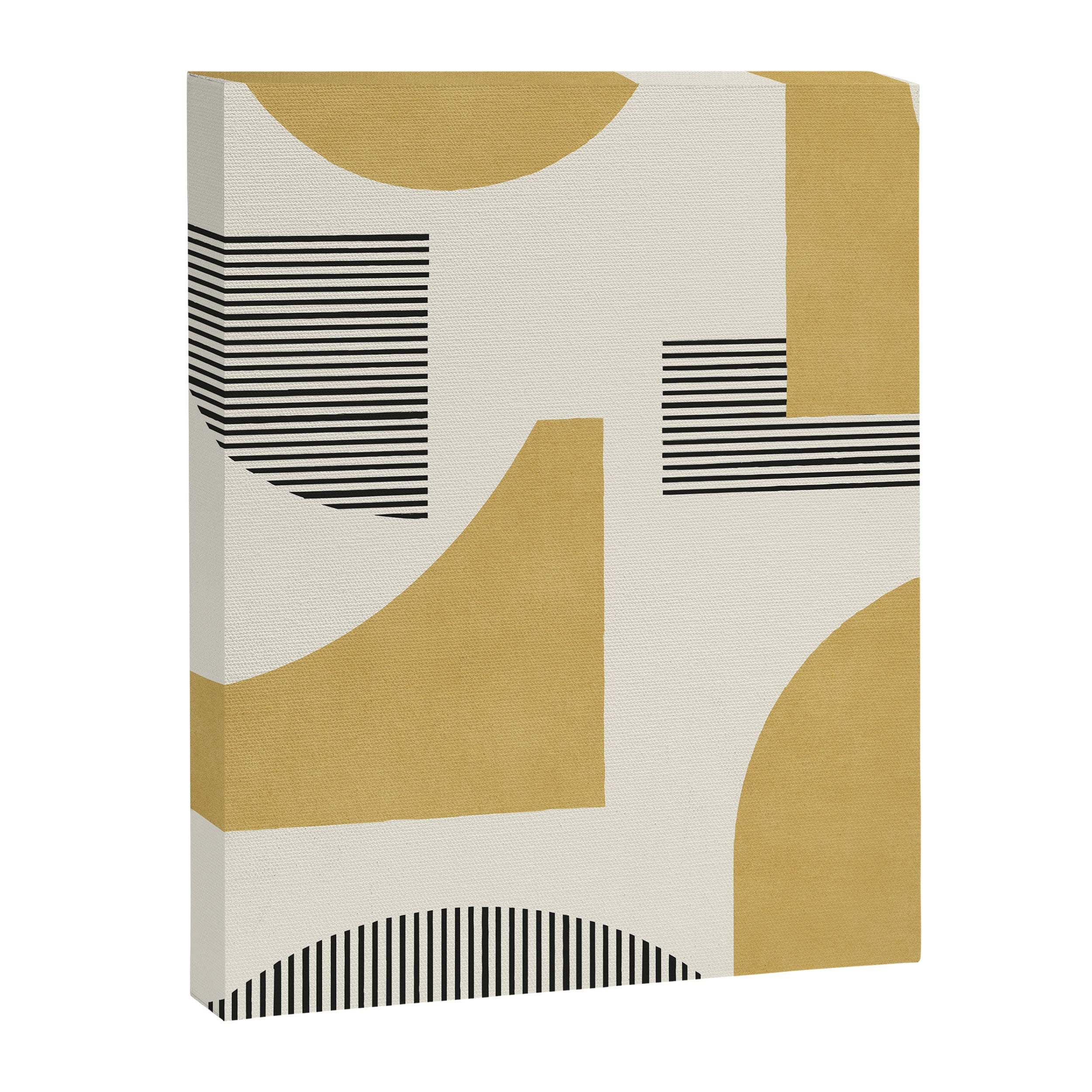 Abstract Lines Composition - Gold Yellow Canvas Print Gallery Image 6