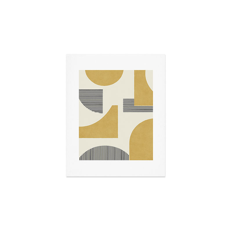 Abstract Lines Composition - Gold Yellow Art Print Gallery Image 1