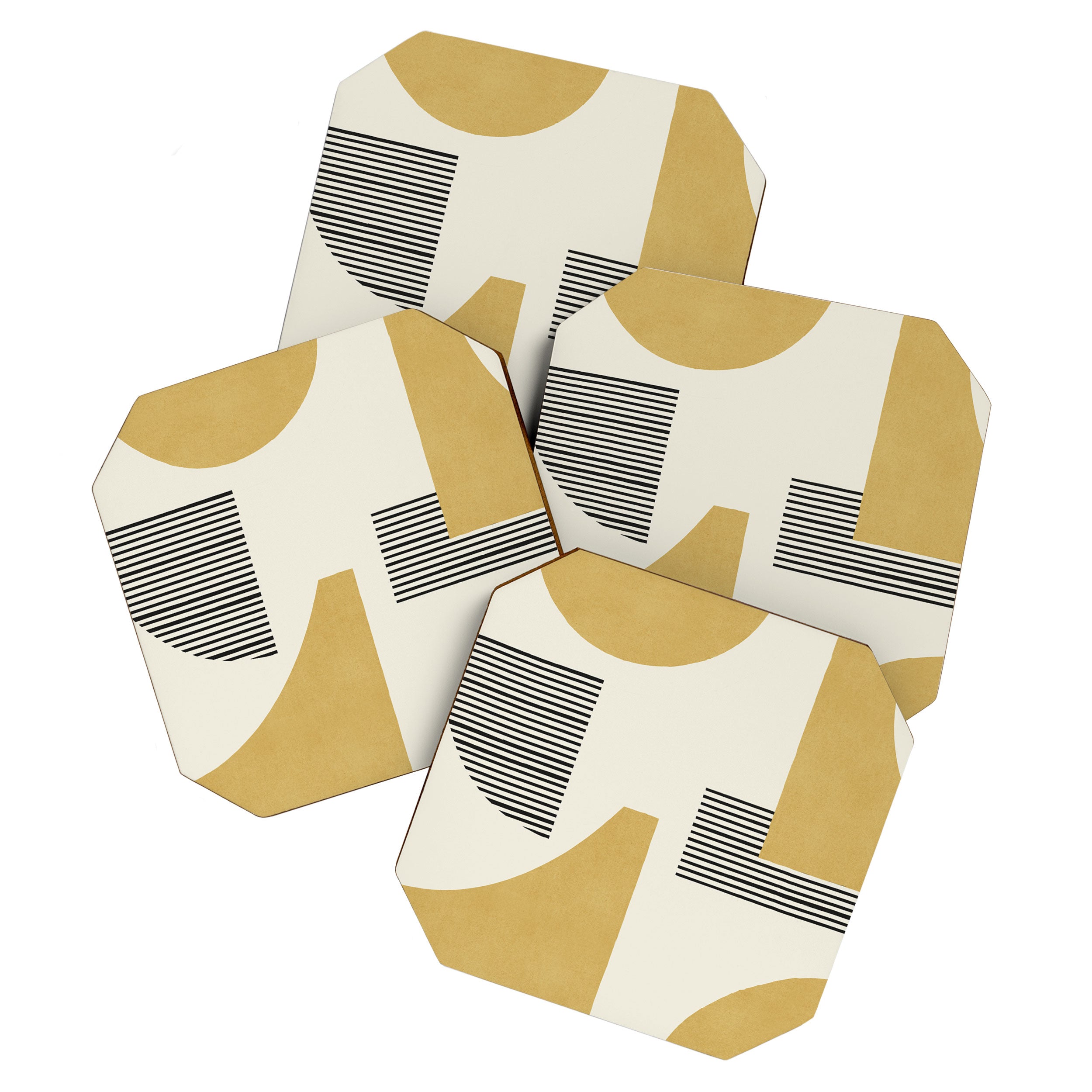 Abstract Lines Composition - Gold Yellow Coaster Gallery Image 1