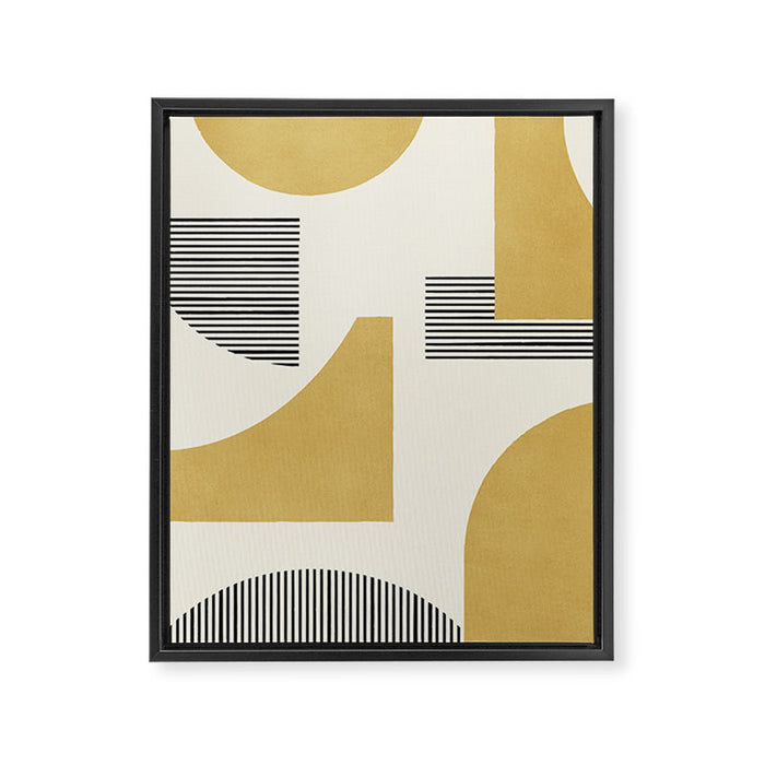 Abstract Lines Composition - Gold Yellow Framed Canvas Print Gallery Image 1