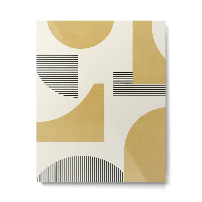 Abstract Lines Composition - Gold Yellow Metal Print Gallery Image 1