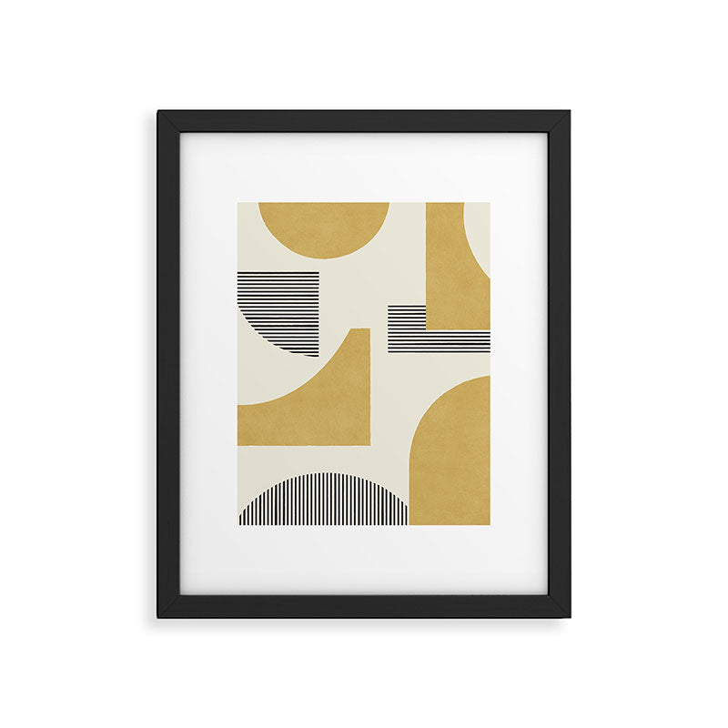 Abstract Lines Composition - Gold Yellow Framed Art Print Gallery Image 5