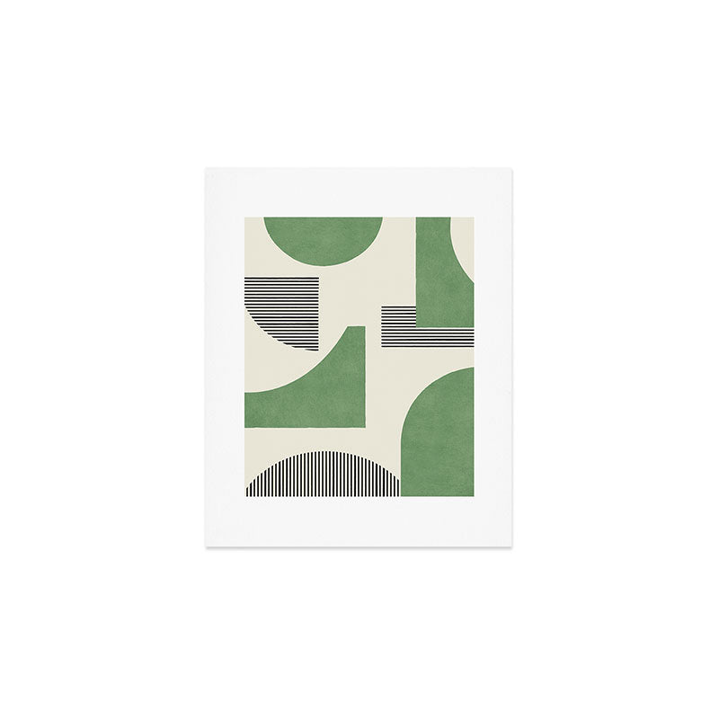 Abstract Lines Composition - Green Art Print Gallery Image 1