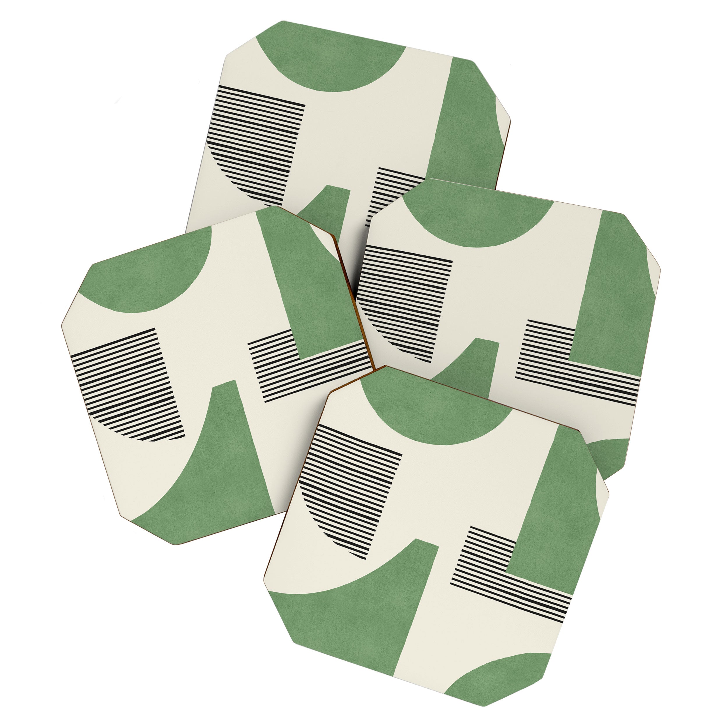 Abstract Lines Composition - Green Coaster Gallery Image 1