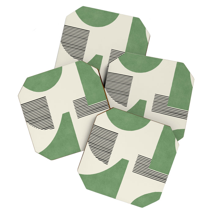 Abstract Lines Composition - Green Coaster Gallery Image 1