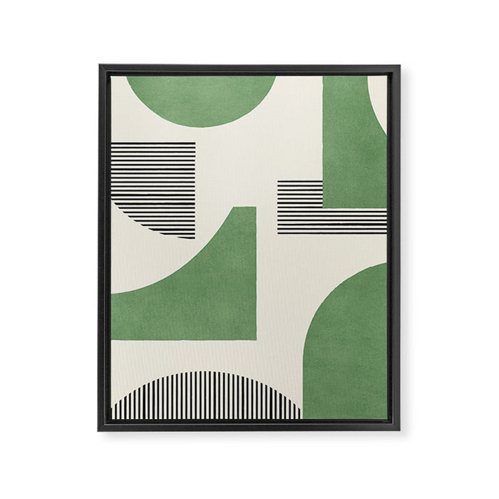 Abstract Lines Composition - Green Framed Canvas Print Gallery Image 1