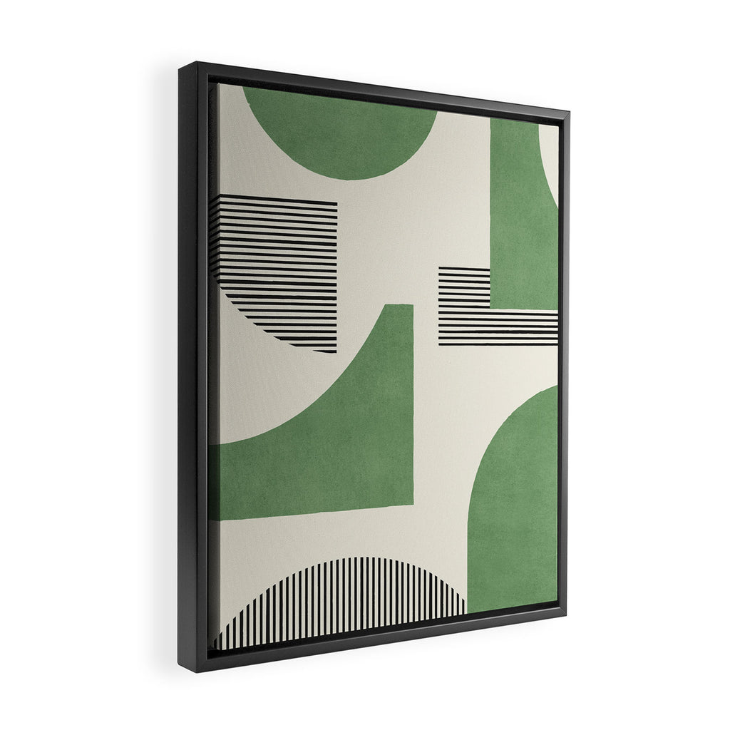 Abstract Lines Composition - Green Framed Canvas Print Gallery Image 2
