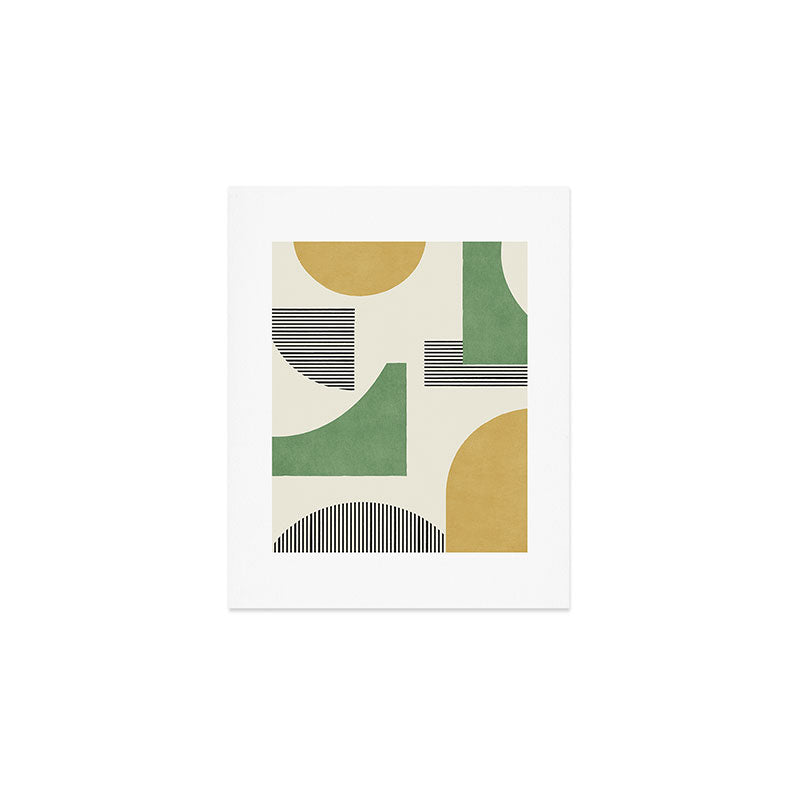 Abstract Lines Composition - Green Yellow Art Print Gallery Image 1