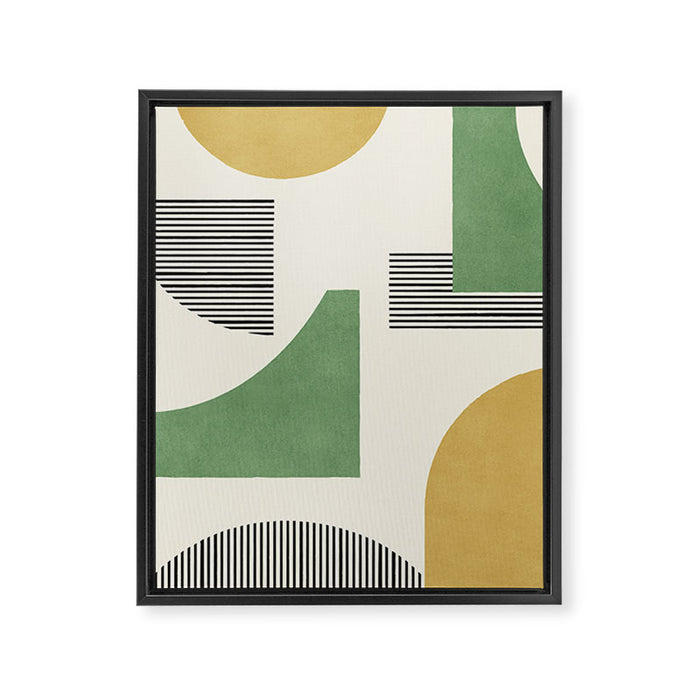 Abstract Lines Composition - Green Yellow Framed Canvas Print Gallery Image 1