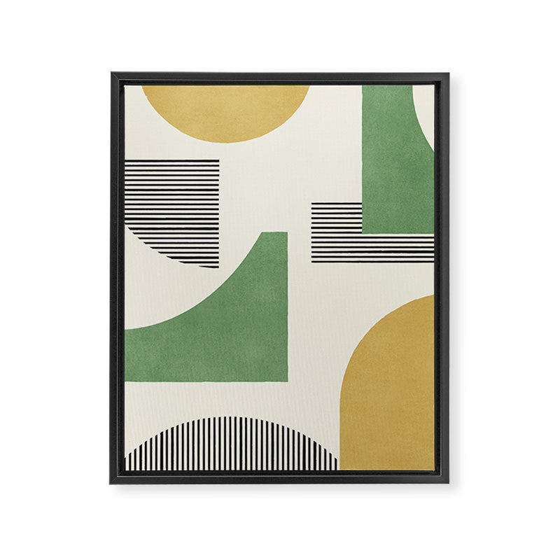 Abstract Lines Composition - Green Yellow Framed Canvas Print Gallery Image 6