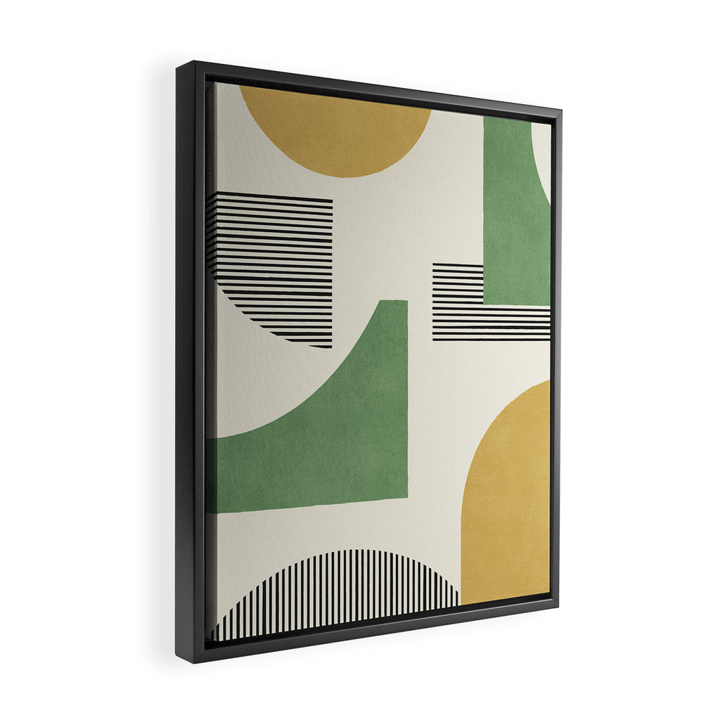 Abstract Lines Composition - Green Yellow Framed Canvas Print Gallery Image 2