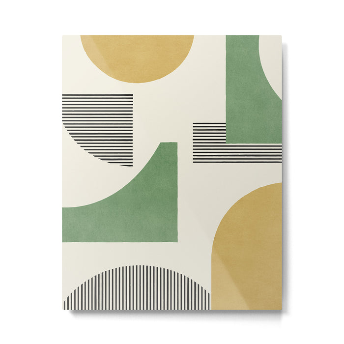 Abstract Lines Composition - Green Yellow Metal Print Gallery Image 1