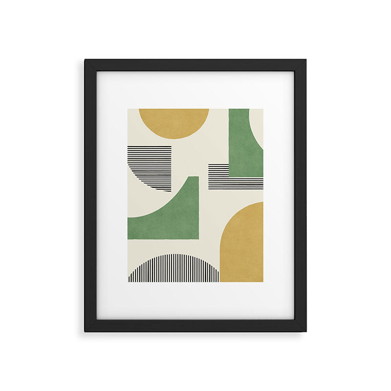 Abstract Lines Composition - Green Yellow Framed Art Print Gallery Image 5