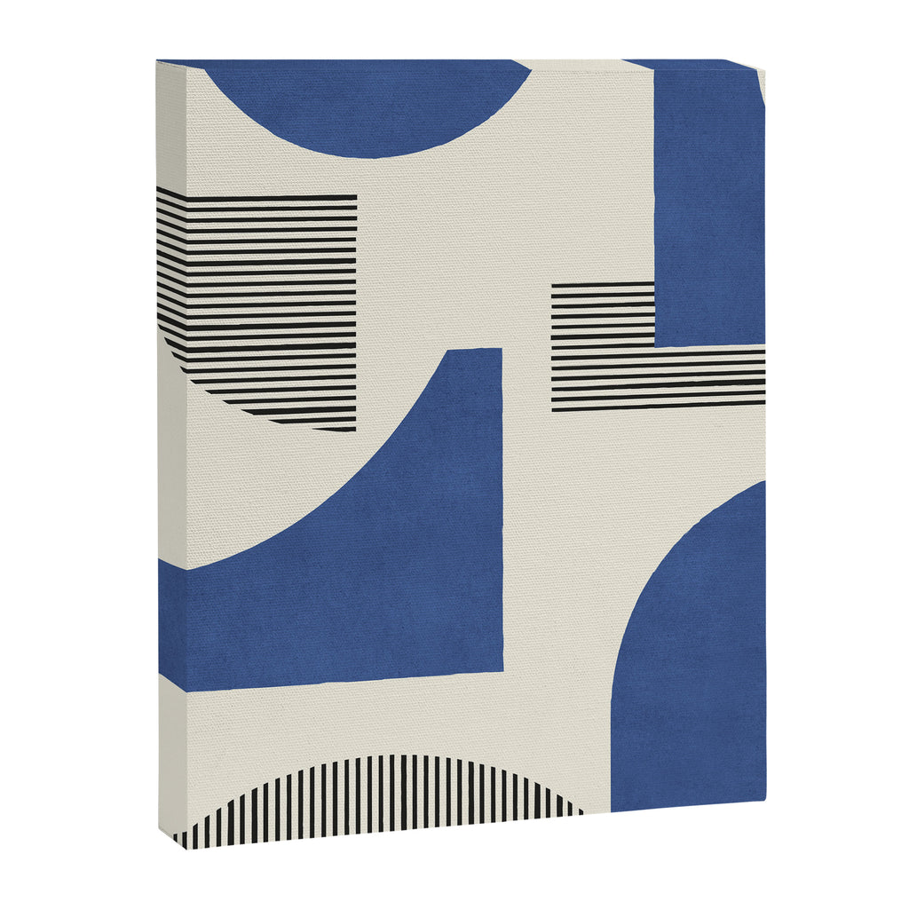 Abstract Lines Composition - Navy Dark Blue Canvas Print Gallery Image 6