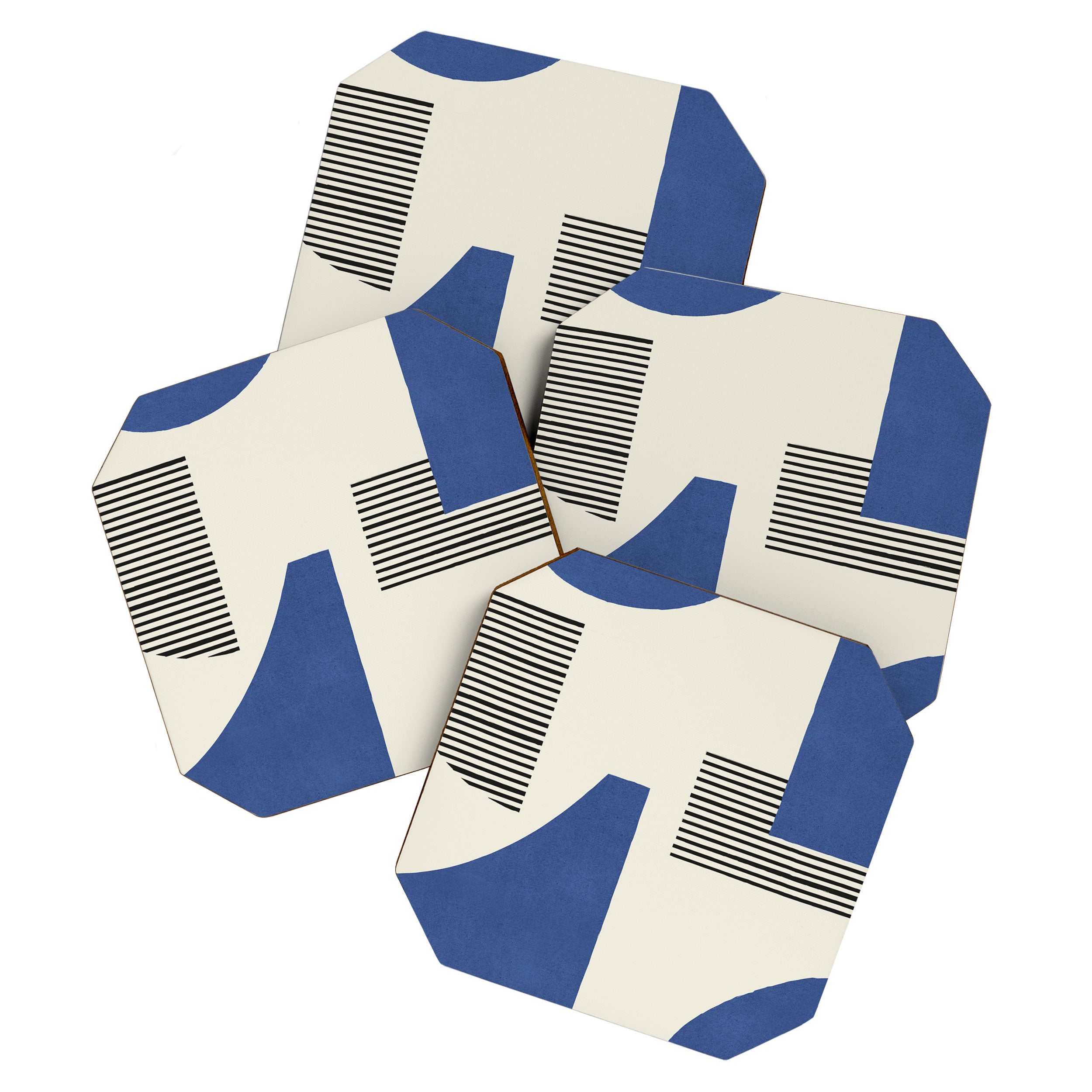 Abstract Lines Composition - Navy Dark Blue Coaster Gallery Image 1