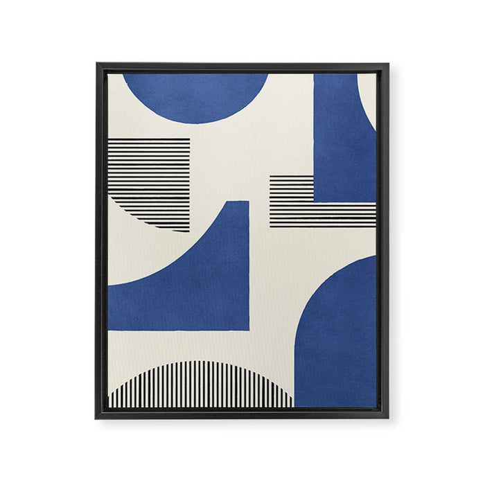 Abstract Lines Composition - Navy Dark Blue Framed Canvas Print Gallery Image 1