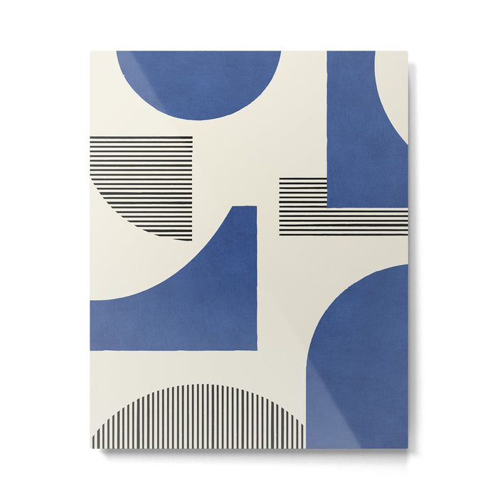 Abstract Lines Composition - Navy Dark Blue Metal Print Gallery Image 1