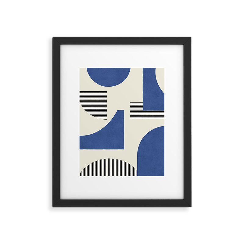 Abstract Lines Composition - Navy Dark Blue Framed Art Print Gallery Image 5